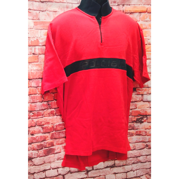 Polo Sport Ralph Lauren Polo Shirt Men 2XL Red High Low Slit Performance 1/4 Zip - Picture 5 of 6